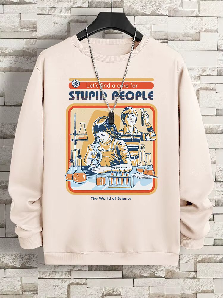Let'S Find A Cure For Stupid People Hoodies Man Crewneck Cartoon Sweatshirt Fleece Pullover Hoody Hip Hop Warm Fashion Hoodie
