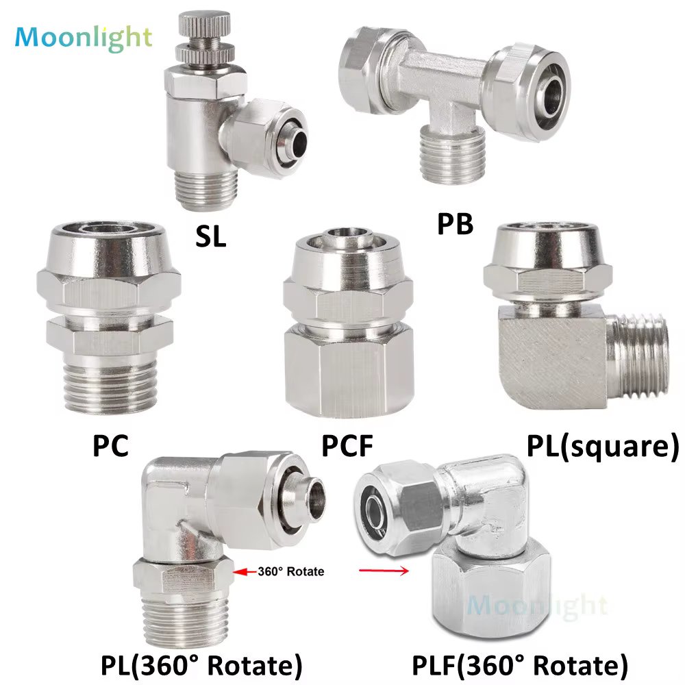 Nickel-plated copper internal thread external thread 1/8” 1/4” 3/8” 1/2” inch thread (PT) trachea quick connector 4 6 8 10 12 mm