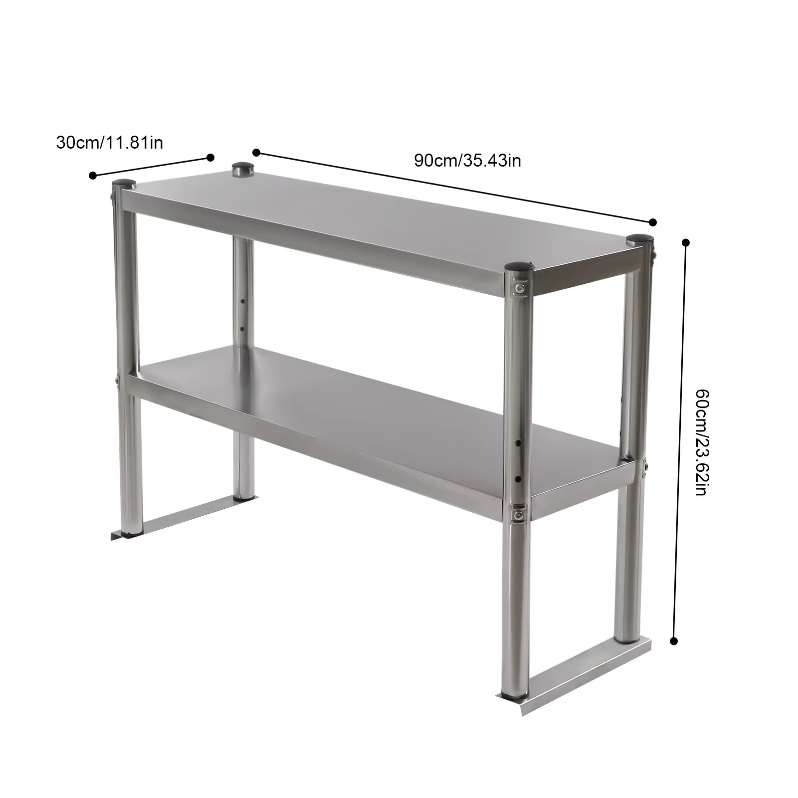 12"x36" Stainless Steel Commercial Wide Double shelf for Prep Table w/Accessorie