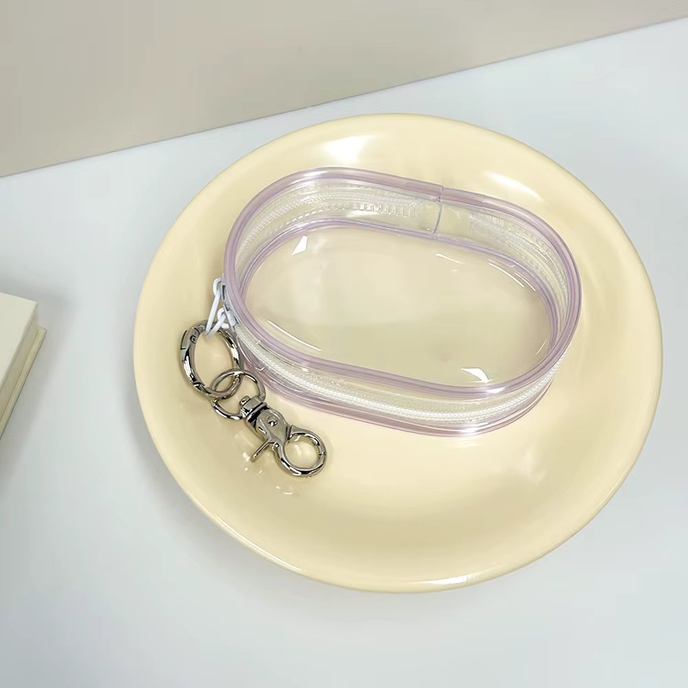 Portable Mini Clear Zipper Storage Bag Keychain Cartoon Doll Children Toy Mystery Box Organizer For Earphones Chargers Gift Bag