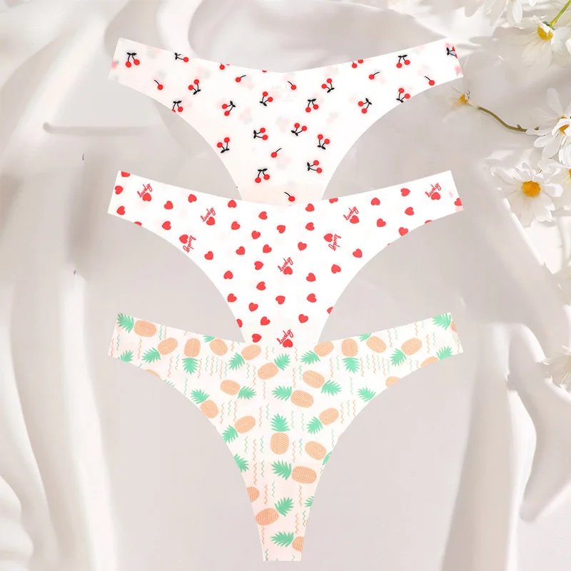 3PCS/SET Sexy G-String For Women Colorful Bikini Female Underwear T-back Intimates Lingerie Seamless Low Waist Underpants Lady