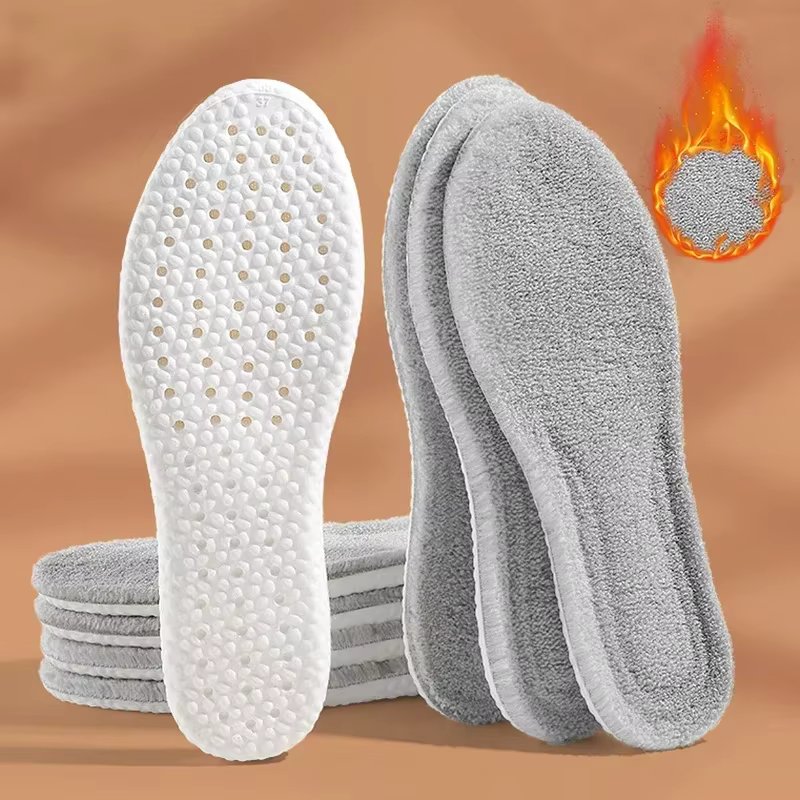 2PCS Winter Warm Plush Insoles Women Men Thicken Thermal Shoe Pads Self Heated Sports Inserts Soft Cashmere Snow Boots Padding