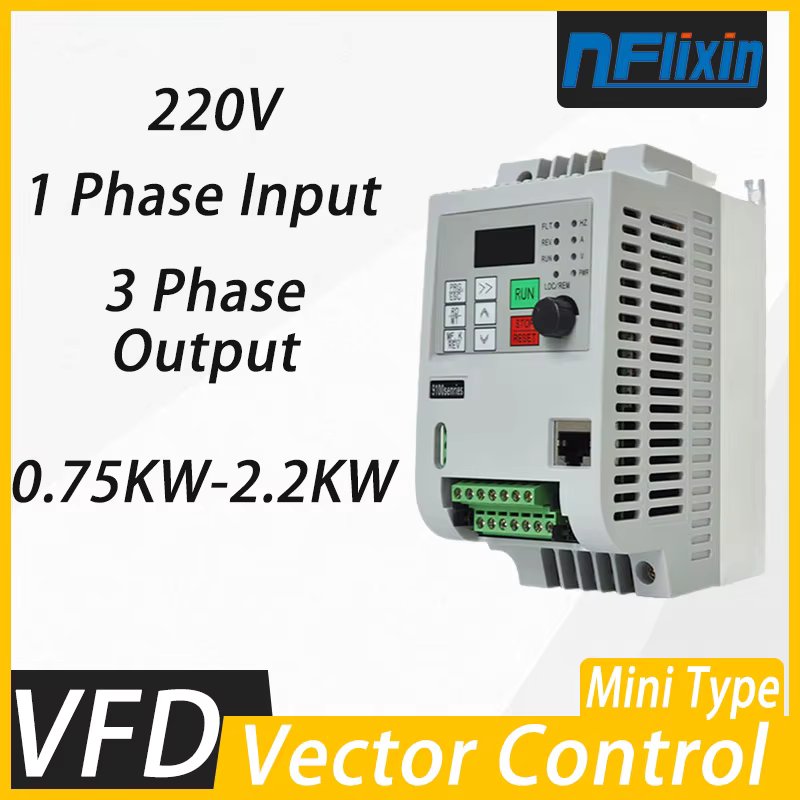 220V 0.75KW/1.5KW/2.2KW/4KW/5.5KW/7.5KW  Economical Mini VFD Variable Frequency Drive Converter for Motor Speed Control Inverter