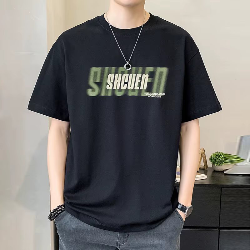 Trend In Loose Men's Loose Loose Half-sleeved Ttee Thin Cotton 100% Summer Big-size overfit T-shirt TS2804