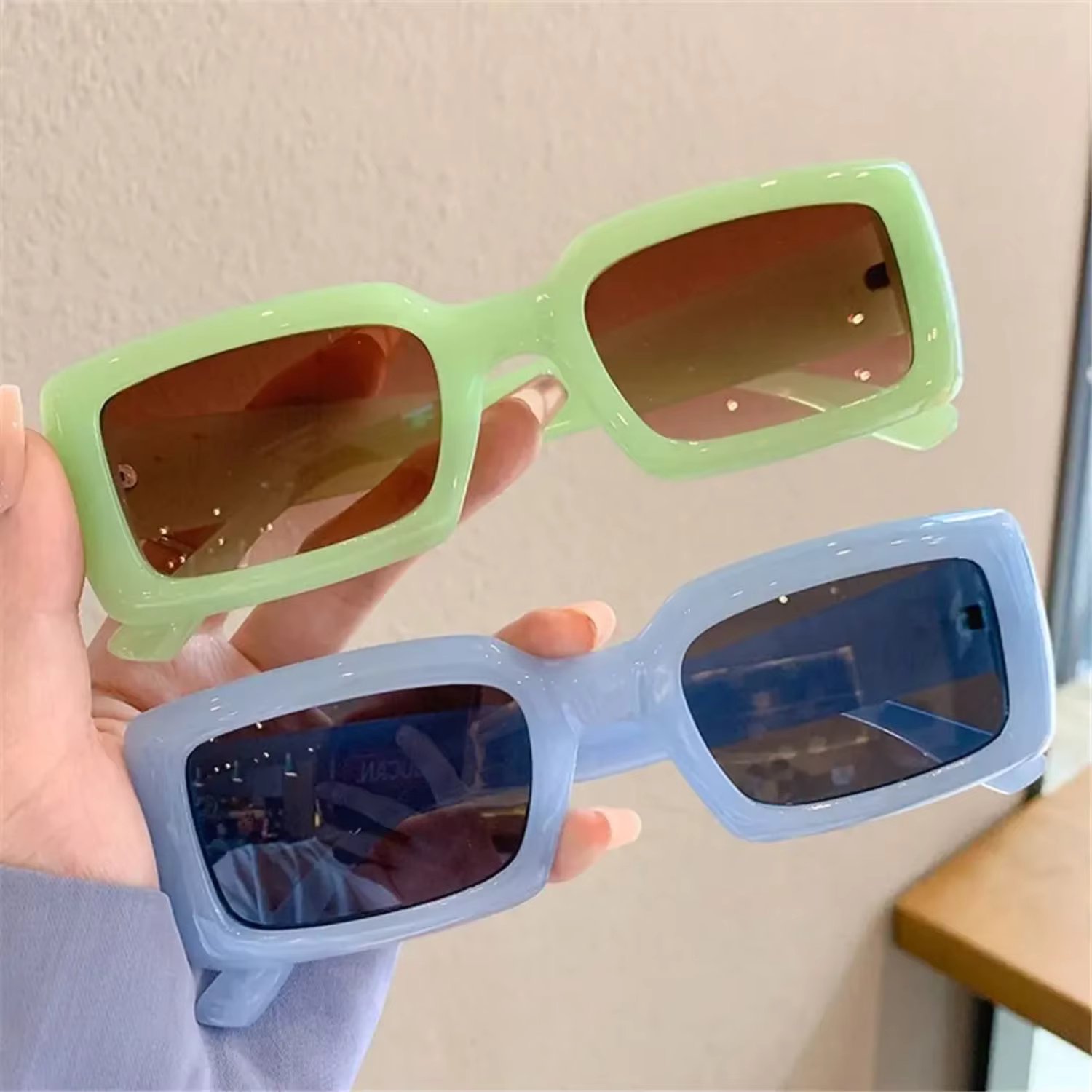 Rectangle Candy Color Sunglasses Trendy Fashion Female Sun Glasses Popular Shades UV400 Eyewear