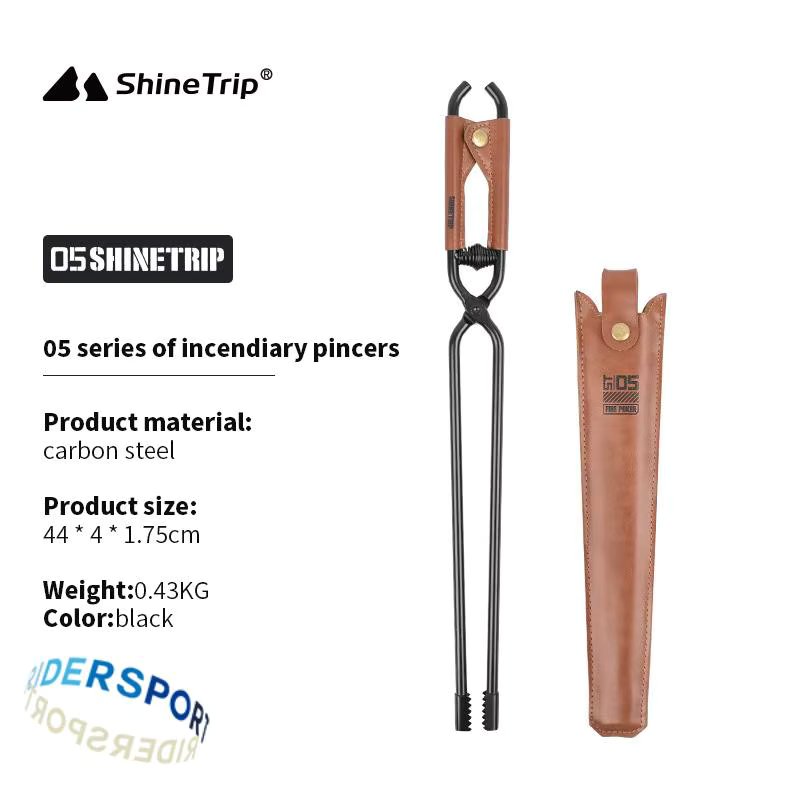 ShineTrip New Outdoor Camping Fire Poker Thickened anti-scald carbon steel fire poker Picnic BBQ lightweight portable