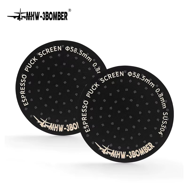 MHW-3BOMBER Titanium Coating Espresso Puck Screen 51/53/58.5mm Reusable Metal Filter 0.8mm Thickness Lower Shower Screen