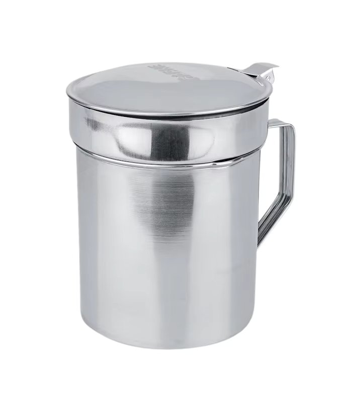 Tradineur Stainless Steel Filter Handle Lid Oil Bottle with Strainer for Oil Preserving Pot