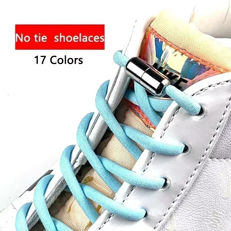 100cm  Elastic No Tie Shoelaces Metal Lock Shoe Laces For Kids Adult Sneakers Quick Shoelaces Semicircle Shoestrings