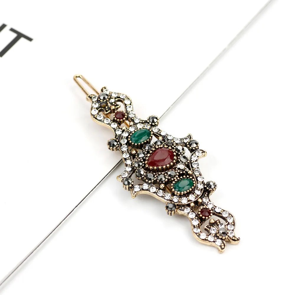 Sunspicems Turkish Female Hairpin Jewelry Retro Gold Color Bobby Pin Arabic Women Hijab Hairprip Party Bijoux Holidays Gift 2020