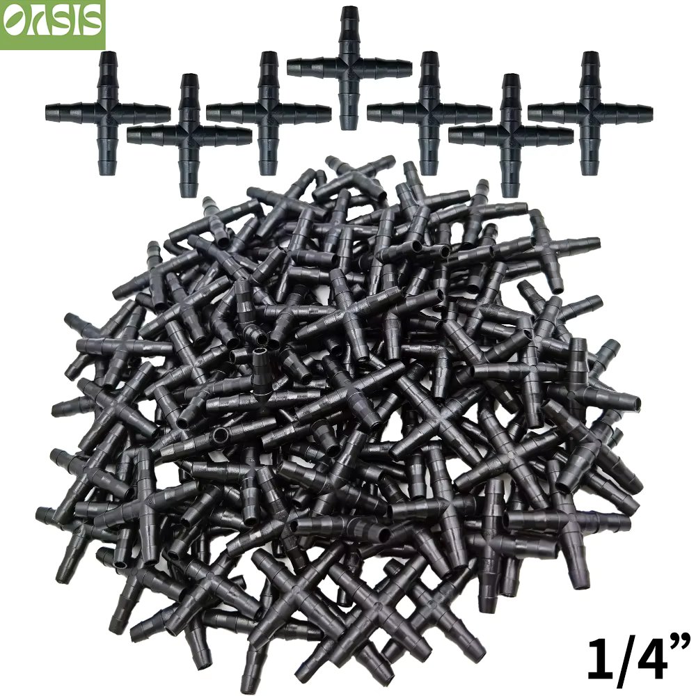 50PCS Cross Straight For 4/7 Mm Hose 1/4 'barb Barbed Connector Threaded Garden Greenhouse Micro Irrigation Pipe Accessories