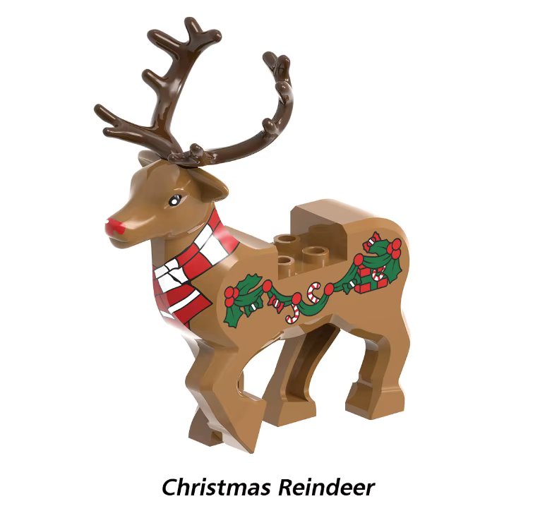 MOC City Christmas Building Blocks Figure Elk Sleigh Tree Garland Cape Coat  Fireplace Candy Cane Snack Stand DIY Gift Toys K032