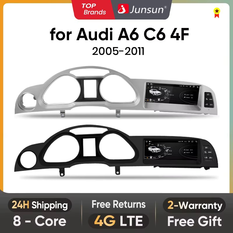 JunsunWireless CarPlay Android Auto Car Radio For Audi A6 C6 4F 2005 2006 2007 2008 2009 2010 2011 MMI 2G 3G GPS 4G WiFi BT