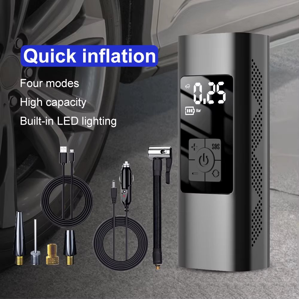 Car Air Compressor 12v Portable Tyre Inflator Electric Motorcycle Pump Air Compressor Pump LED Lamp for Car Motorcycles Bicycles