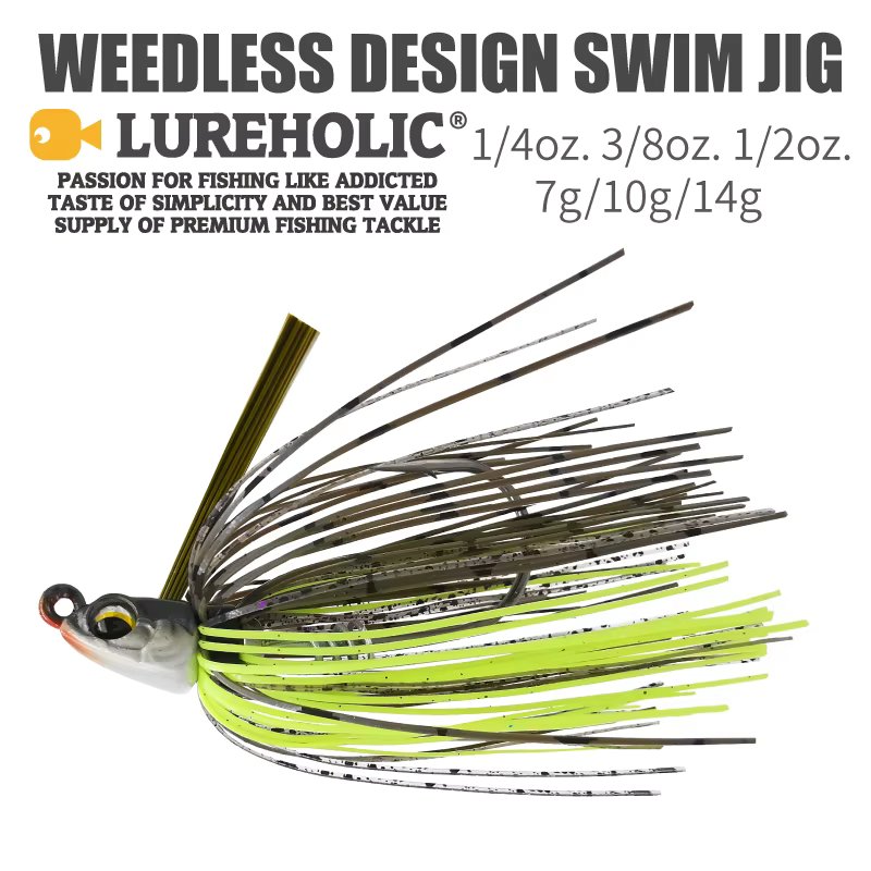 Lureholic 7~14g Weedless Swim Jig High Wire Bait Performance Jig Head Lure Fishing Bait for Bass Fishing With Mustad Hook