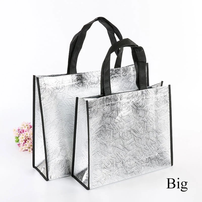 Women Foldable Shopping Bag Reusable Eco Large Unisex Laser Non-woven Shoulder Bags Tote grocery cloth Bags Pouch