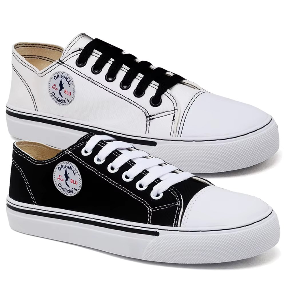 Kit 2 Pares Tênis Feminino Casual Cano Baixo Polo Blu  Leve e Básico Cores Neutras do 34 ao 39