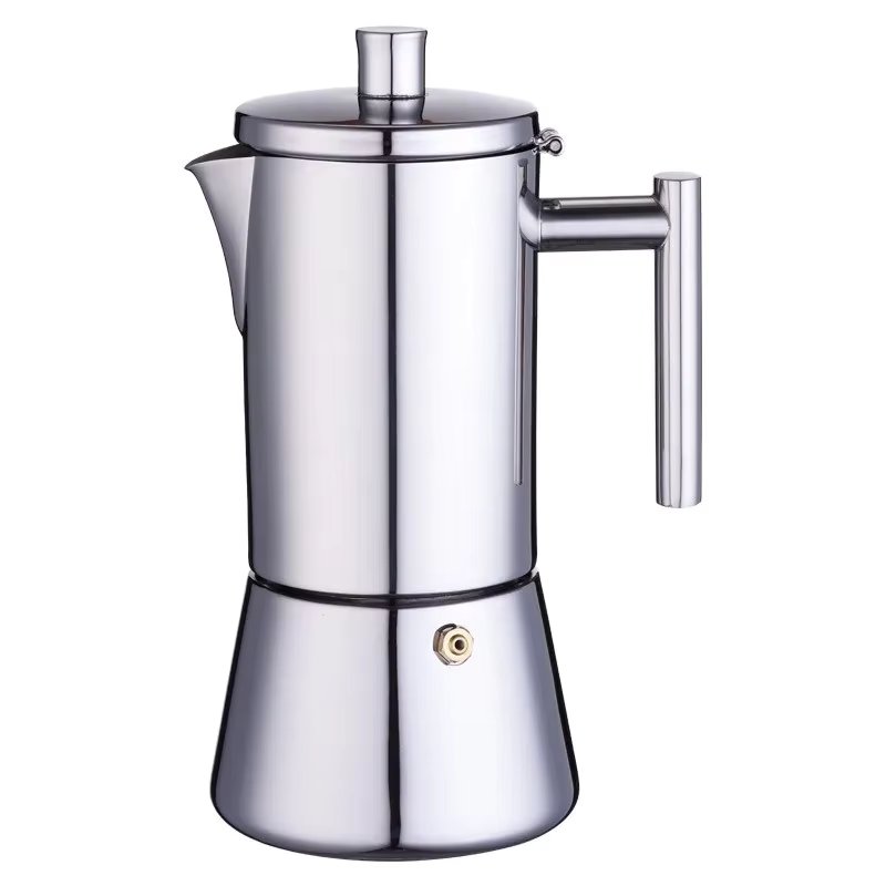 Stainless Steel Thickening Moka Pot Espresso Maker Household Coffee Pot  6 Cups for Stovetop Induction Gas or Electric Stoves