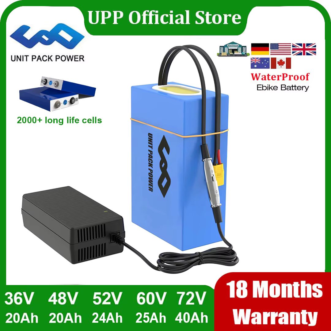 EScooter Ebike Battery Pack 36V 48V 52V 60V 72V 40Ah 25Ah 20Ah Waterproof Lithium Batteries 250W-3000W Motorcycle/Trikes/Bicycle