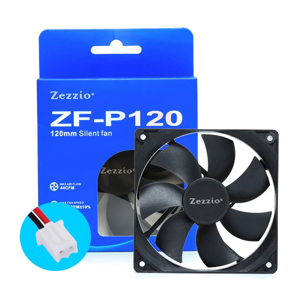 Zezzio ZF-P120 120mm PC Case Cooling Fan 3PIN/2PIN Molex Port High Air Volume Quiet Cooler Fan