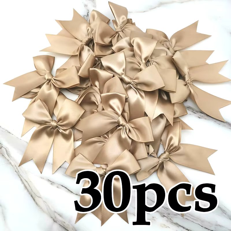 (30pcs) fresh pink ribbon bows Polyester Satin Bow Flower DIY Craft Decoration