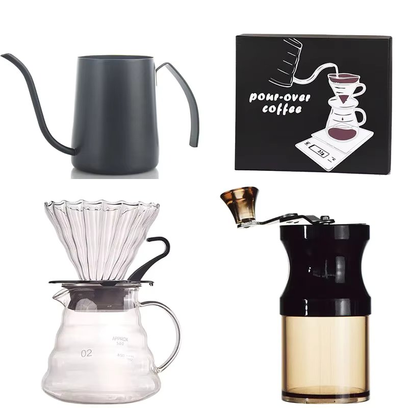 Coffee Set Portable Camping Tools Coffee Cup Mug Filter Dripper Reusable Manual Grinder Mini Gooseneck Kettle