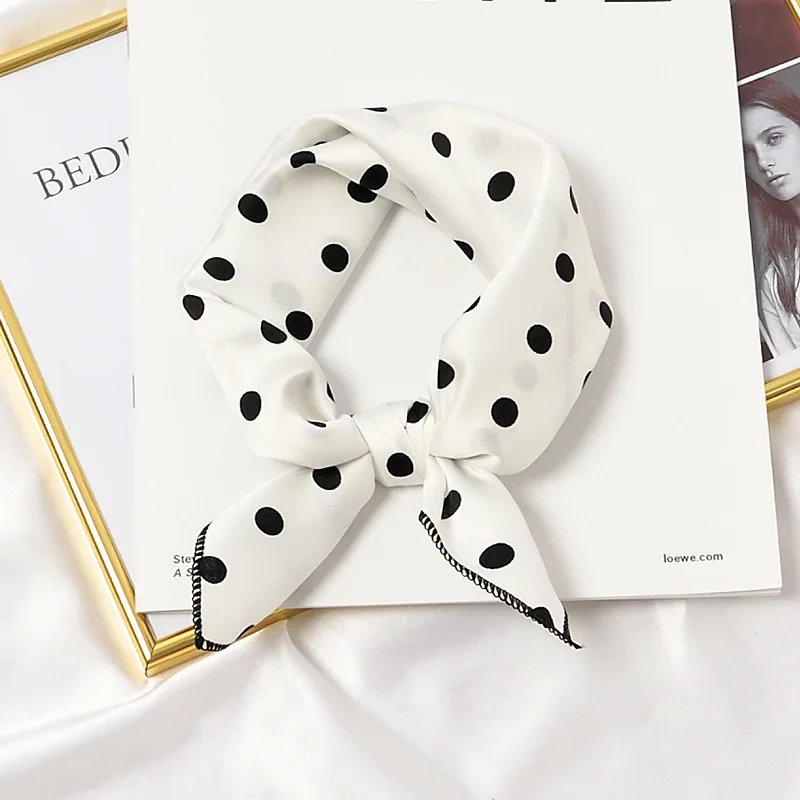 New Fashion Dots Silk Square Scarf Women 50cm Neck Head Scarfs Office Lady Hair Kerchief Shawl Head Tie Handkerchief