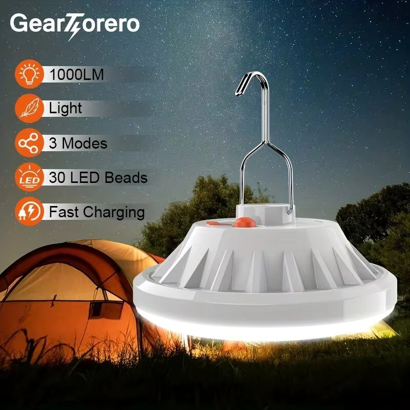 Rechargeable LED Camping Light - High Lumen, Waterproof, 3 Lighting Modes - Ideal for Hiking and Outdoor Lighting
