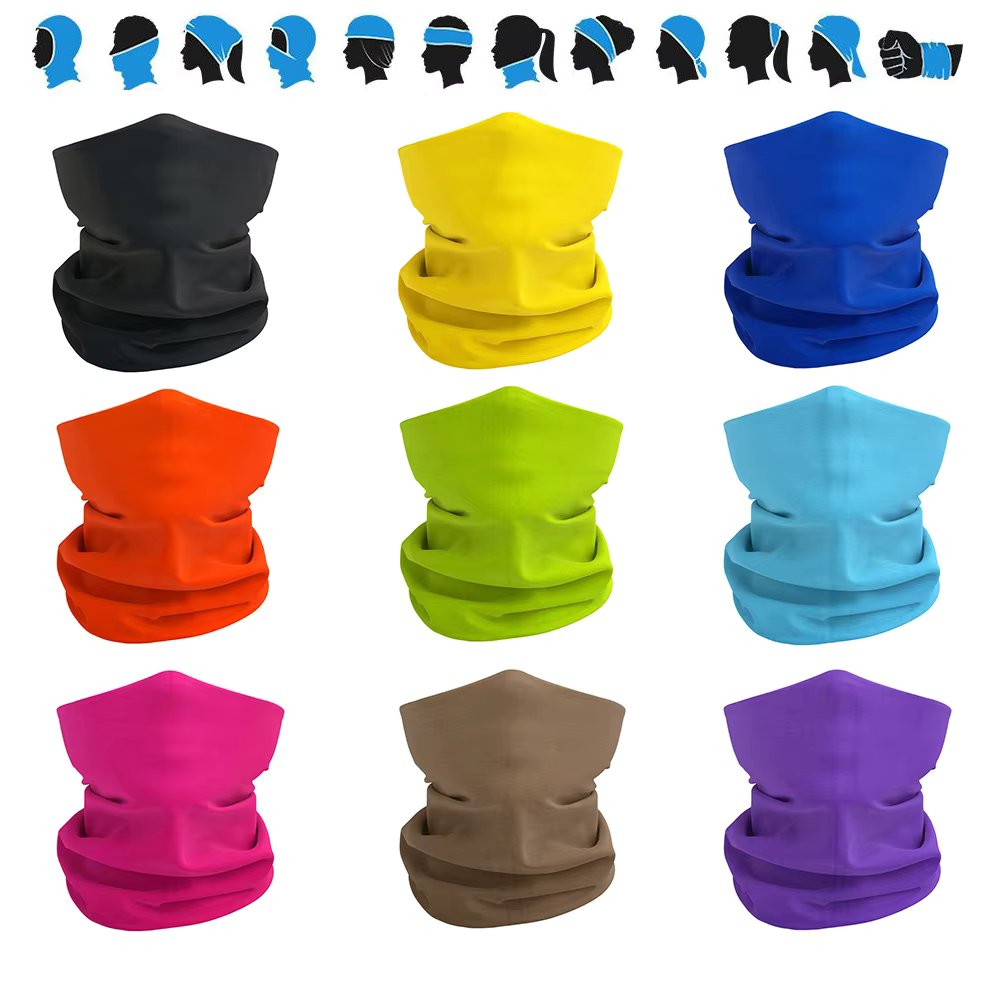 Outdoor Seamless Running Headband 10'x19' Solid Color Cycling Bandana for Men Women Polyester Microfiber Tube Scarf Face Shield