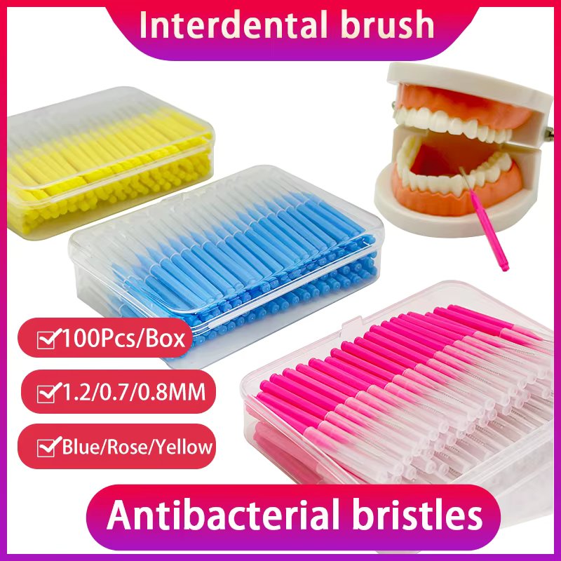 I-type push pull interdental brush 100Pcs/box Cleaning Between Teeth Oral Care Orthodontic I Shape Tooth Floss Escova