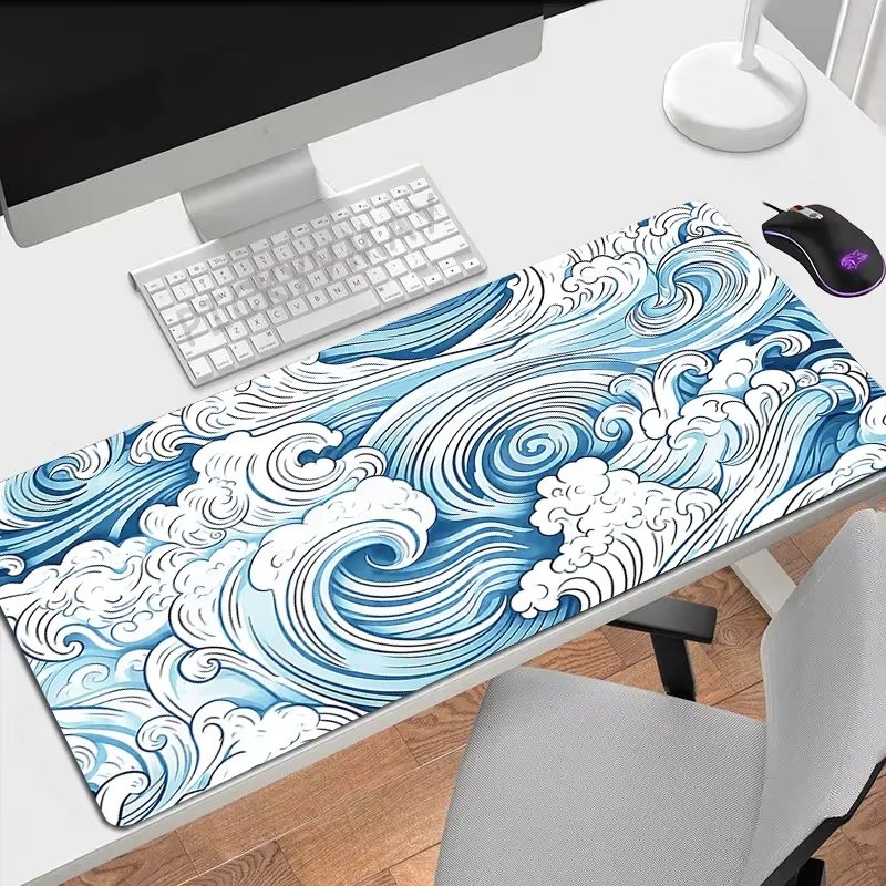 Wave And Cloud E-Sports Mouse Pad Gamer Computer Keyboard Desk Mats For Home Office Decor Accessories Non Slip Gaming Mousepads