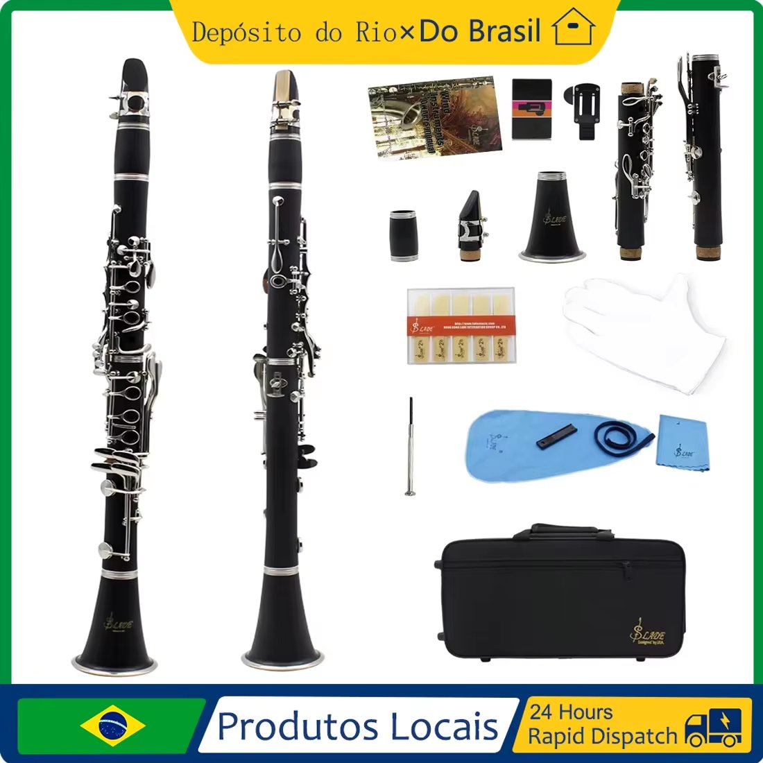 SLADE Black Clarinet 17 Keys Bb B Flat Tone Professional Woodwind Instrument Bakelite Clarinet With Box Musical Instrument Parts