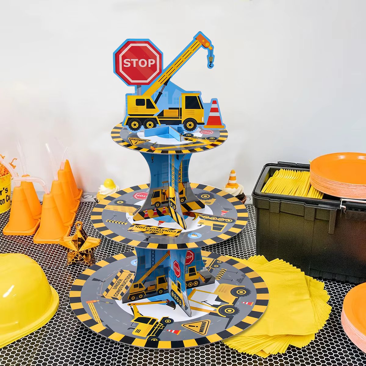 Excavator Cake Stand Construction Party Decorations Truck Tractor Party Birthday Decor Boy Construction Birthday Party Supplies