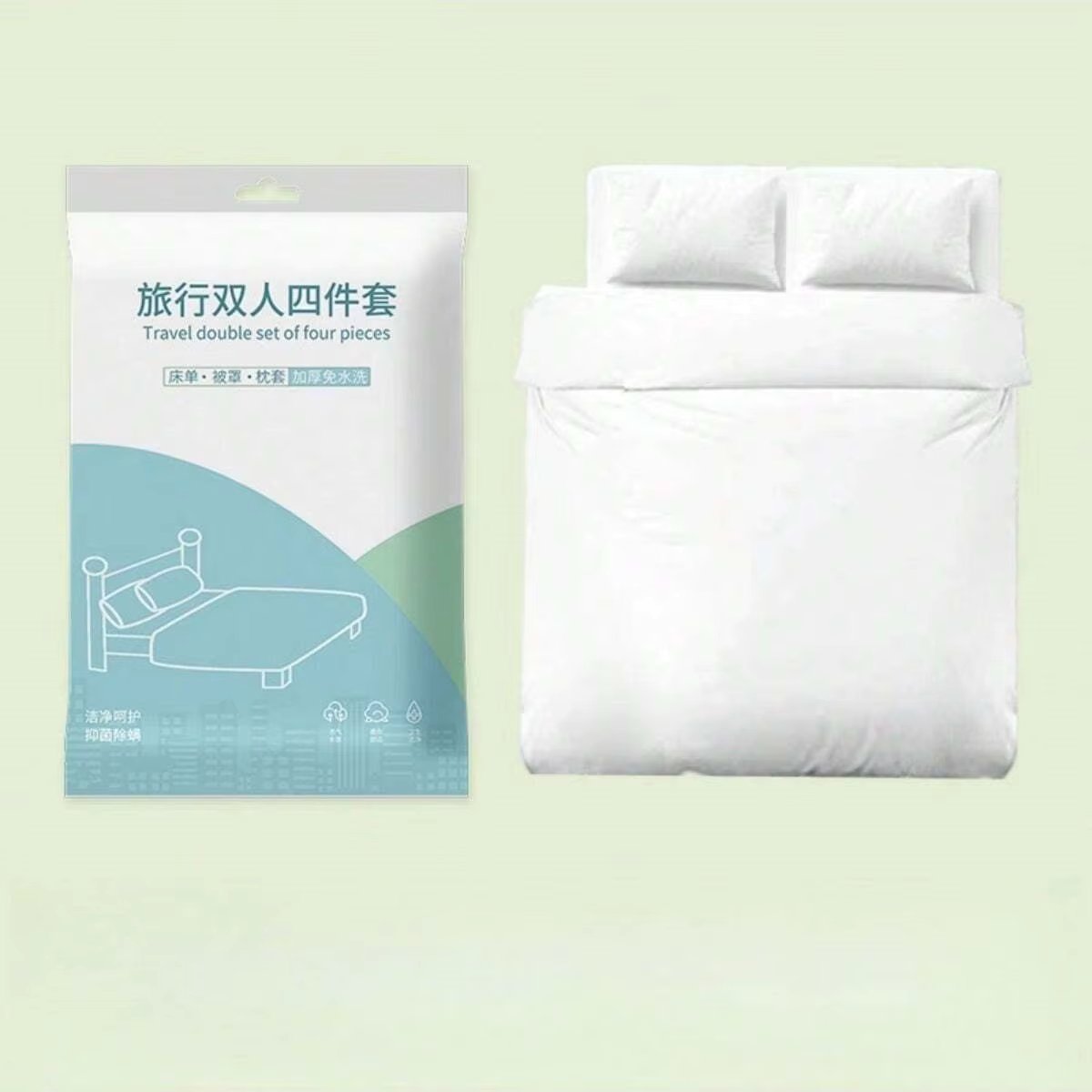 4 Pcs Disposable Bed Sheets King Size, Disposable Fitted Sheets Travel Bedding Cover for Hotel, Disposable Travel Sheet