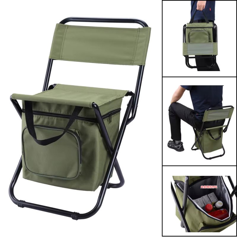 Portable Outdoor Folding Ice Pack Chair With Storage Bag And Backrest Insulation Function 3-In-1 Leisure Camping Fishing Chair