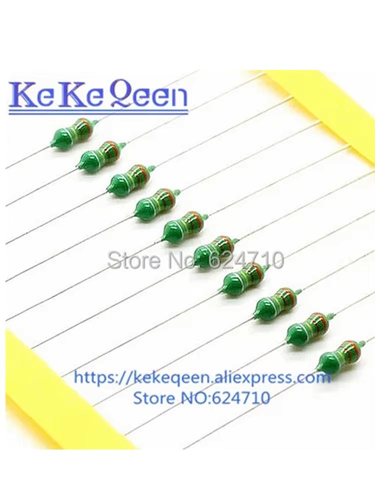 20PCS 0307 1/4w Inductor Color ring inductance 0.1UH 0.22UH 0.27UH 0.33UH 0.39UH 0.47UH 0.56UH 0.68UH 0.82UH 1UH 1.2UH 1.5UH