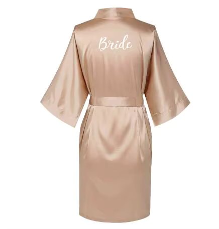 Satin Silk Robes Plus Size Wedding BathRobe Bride Bridesmaid Dress Gown Women Clothing Sleepwear Maid of Honor Rose Gold