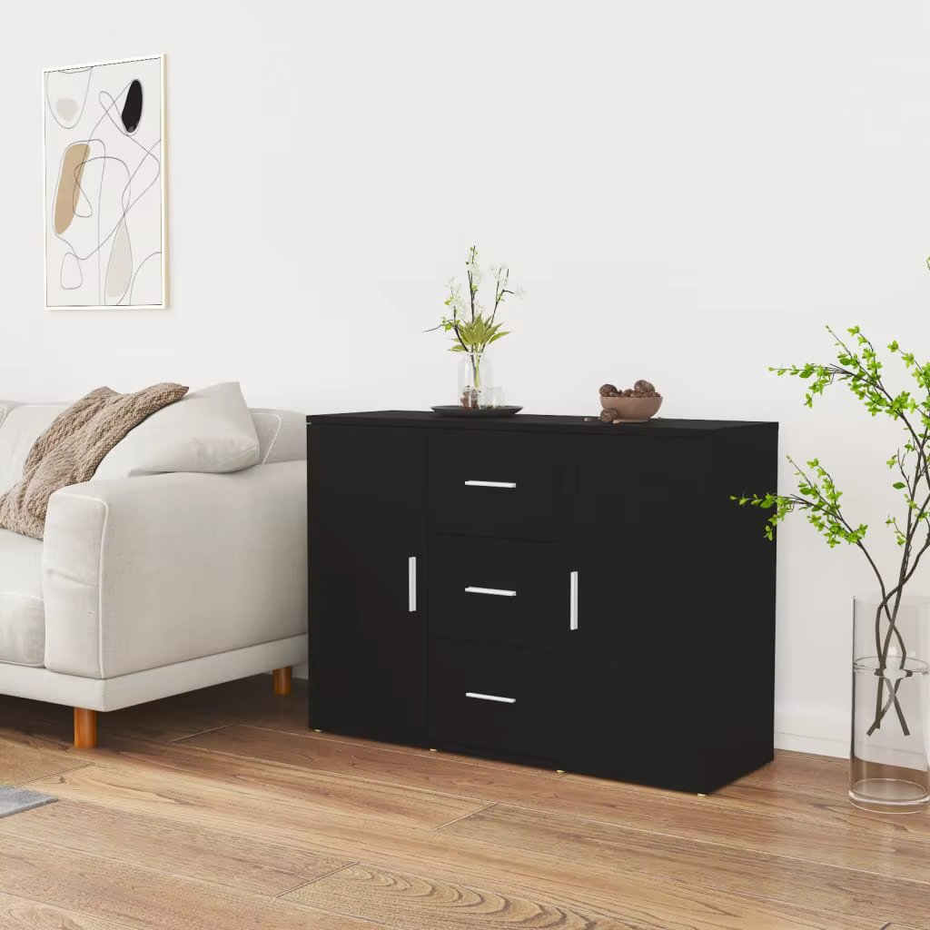 Sideboard Schwarz 91x29,5x65 cm Holzwerkstoff,Esszimmer Küchenschrank Möbel Anrichte Beistelltisch Möbel