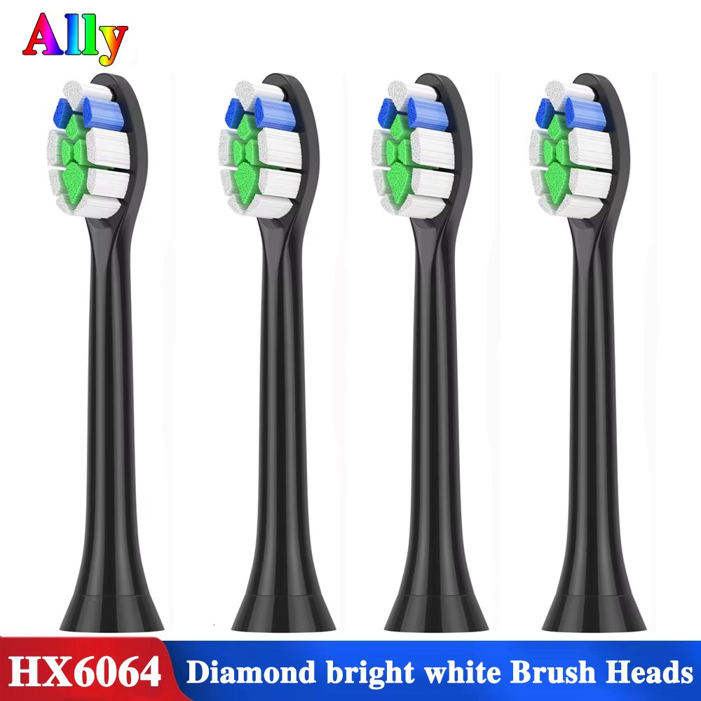 4PCS jt For Philips Sonicare Diamond Clean ProResults FlexCare HX6064/14 Standard Replacement electric Tooth Brush Heads Black