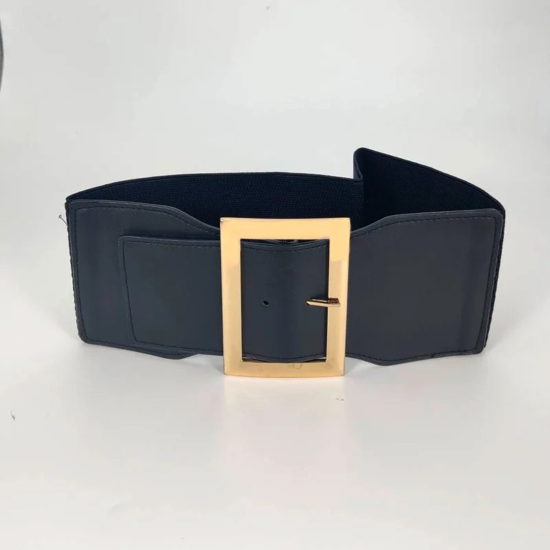 Fashion Plus Size Golden Bucket Corset Belts for Women Wide Elastic Stretch Cummerbunds Female Dress Coat jacket   Waistband