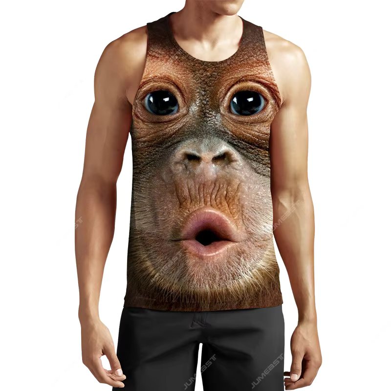 Jumeast Brand Men Women 3D Printed Vest Gorilla And Monkey Short Sleeve Sport Pullover Summer Tank Tops Tees