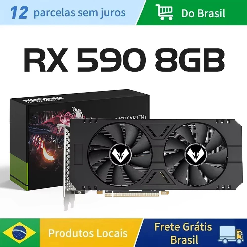 MAXSUN RX 590 GME 8GB Placa de Video Gaming Cards Graphics Card GDDR5 256Bit Computer components 8Pin Radeon GPU rx590 NEW AMD