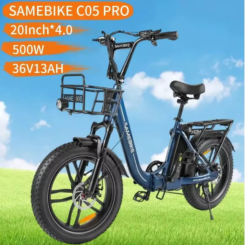 Samebike C05PRO Folding Electric Bicycle 500W 36V 13Ah Removable Battery 20*4.0 Fat Ebike 35km/h 7 Gears City Bike