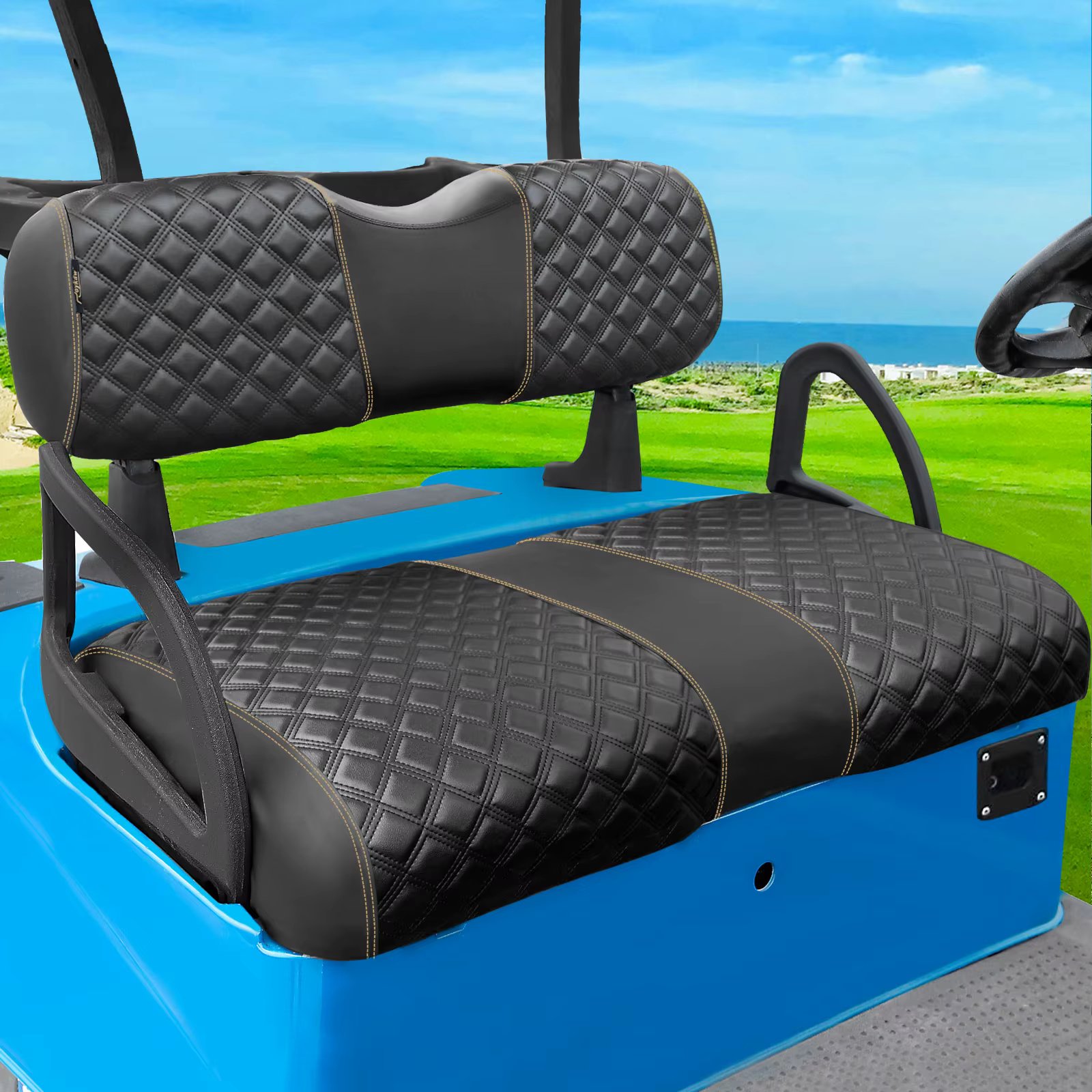 Roykaw Golf Cart Seat Covers Kit Fit for EZGO RXV OEM Ordinary Seat Cushion, Vinyl Material/Soft, Comfortable & Easy to Clean