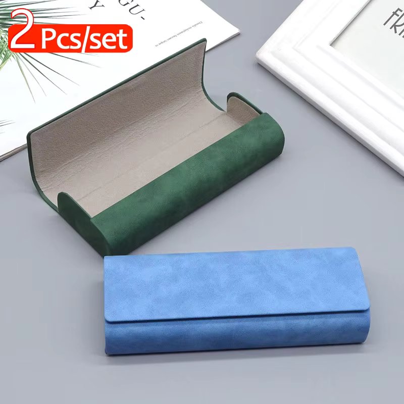 2Pcs Portable Eyeglass Case Eyeglasses Bag Hard Shell Eyeglass Case for Reading Glasses Spectacles and Small Sunglasses