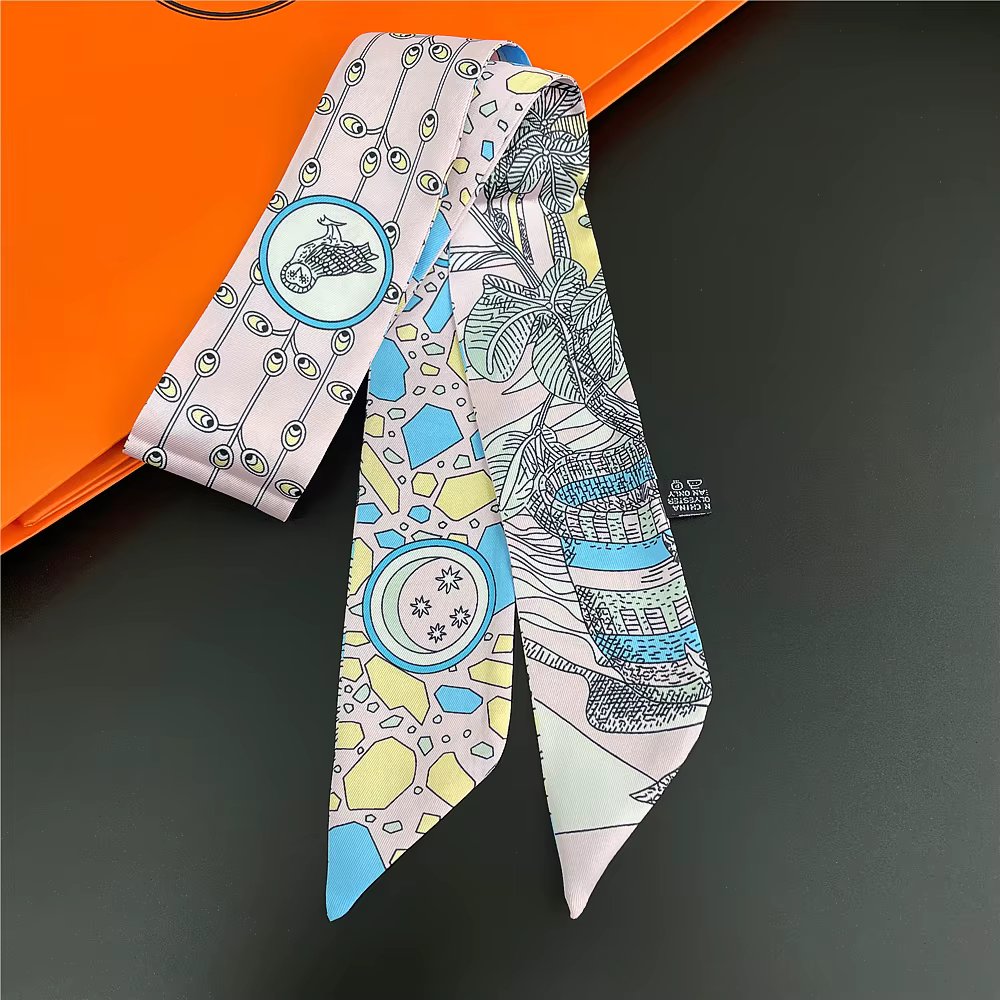 Gorgeous Saddle Print Summer Scarf 2023 Brand Design Women Skinny Bag Scarves Hair Band Neck Silk Scarf Ladies Foulard Headband