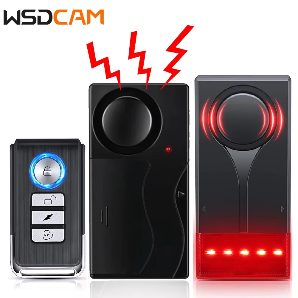 WSDCAM Wireless Vibration Alarm with Remote Control Anti-Theft Alarm Door and Window Alarm Motorcycle Bicycle Security Sensors