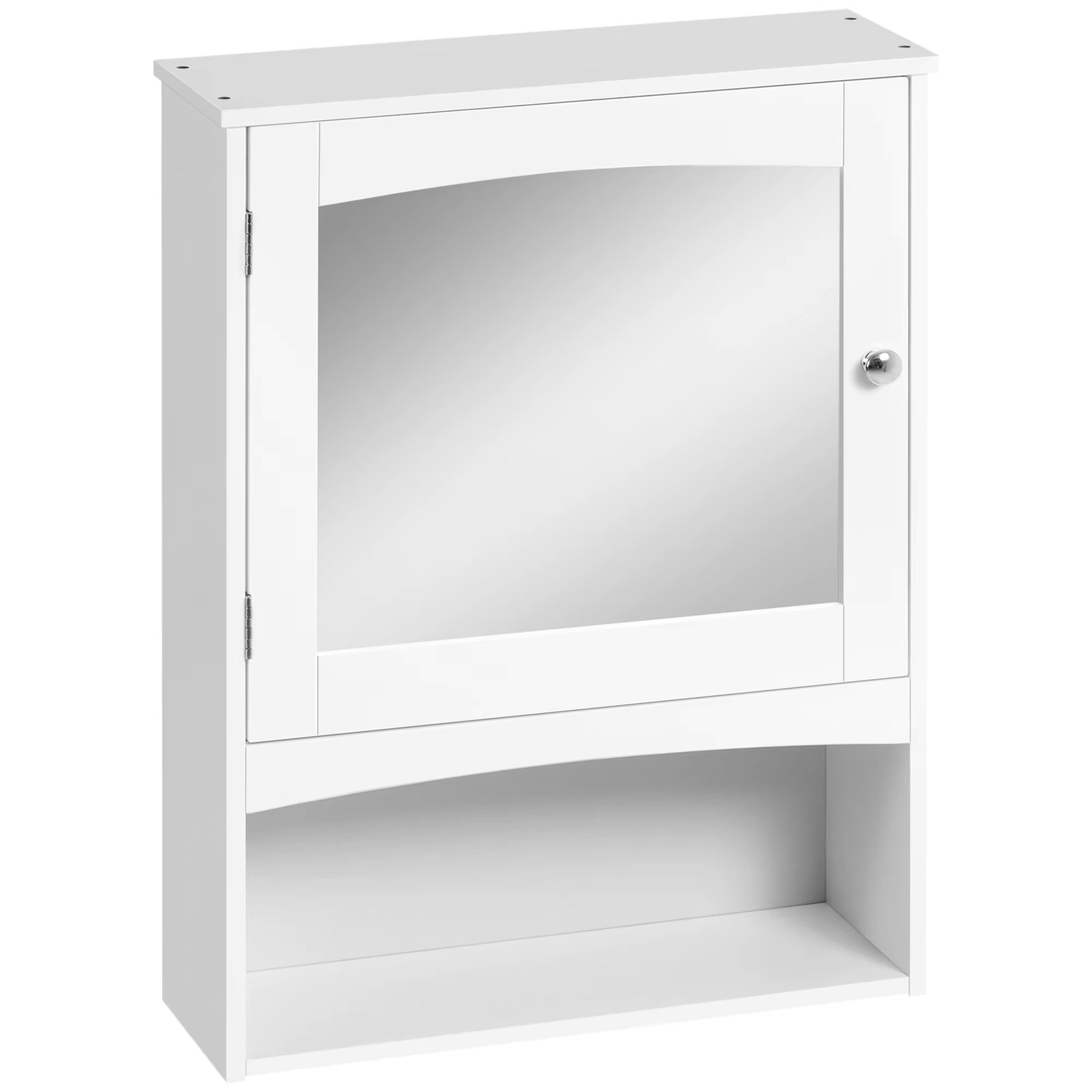 Kleankin bathroom cabinet with wall mirror with 1 door adjustable Interior shelf and open compartment multi-purpose suspended furniture for kitchen living room 48x16x65 cm White