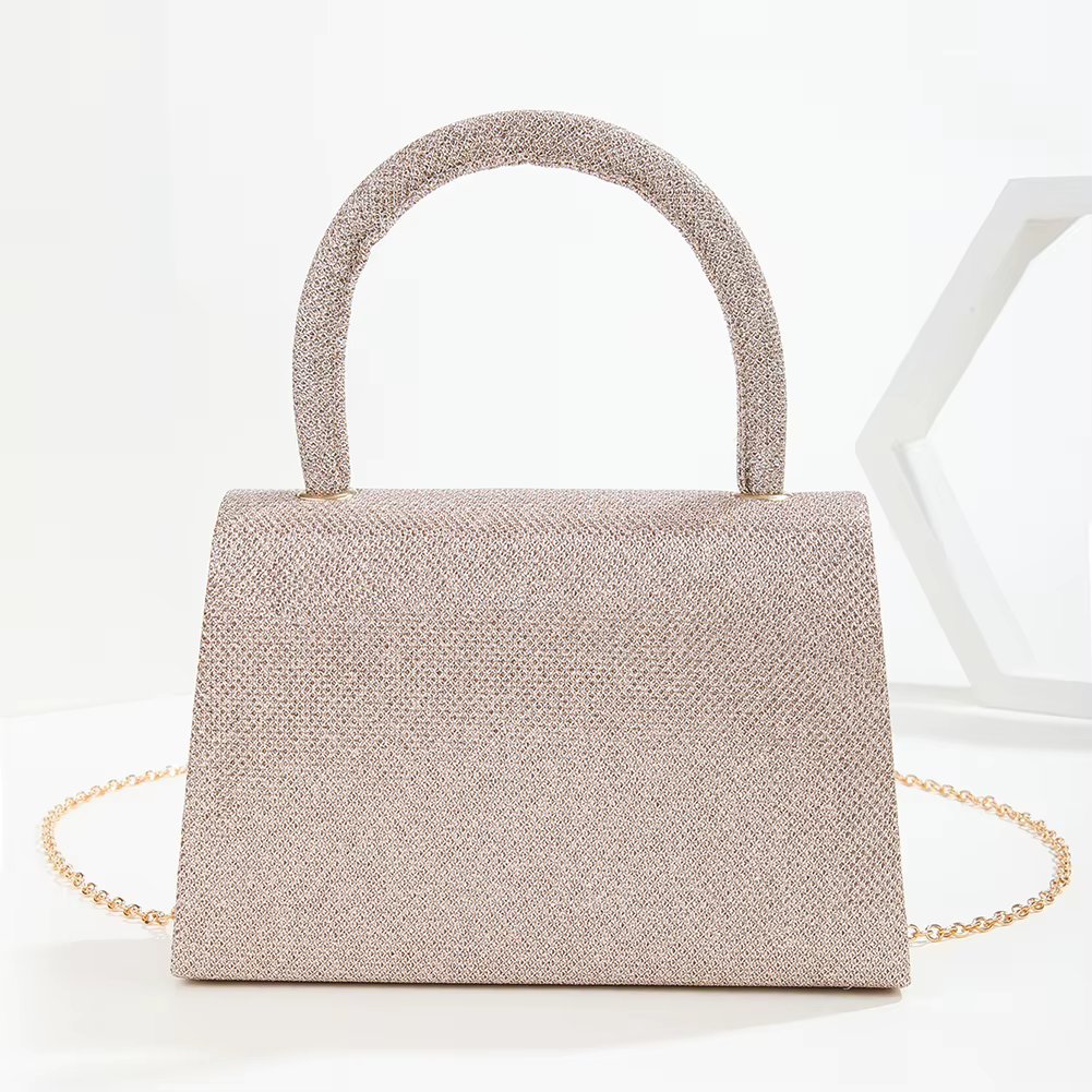 Women Fashion Evening Bag Solid Color Sequins Mini Elegant Handbag Versatile Small Bling Handbag Dinner Party Wedding Bag