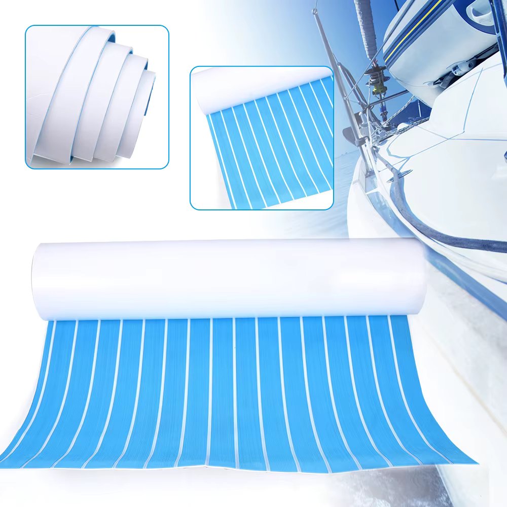 Boat Marine Deluxe Flooring Mat, Teak Decking, Yacht Sheet Pad, EVA Foam, Self-adhesive, 2400x900x6mm, 94.5 "x 35"